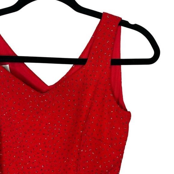David Warren Petites Beautiful Red Sparkle Sleeveless Minin Dress Size 2P - Picture 6 of 7